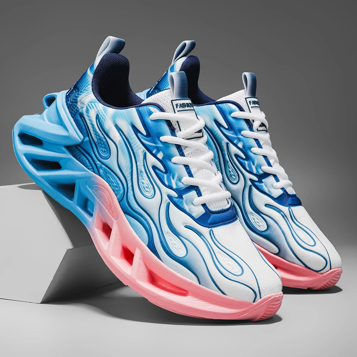 Unisex Flame Print Chunky Sole Running Sneakers