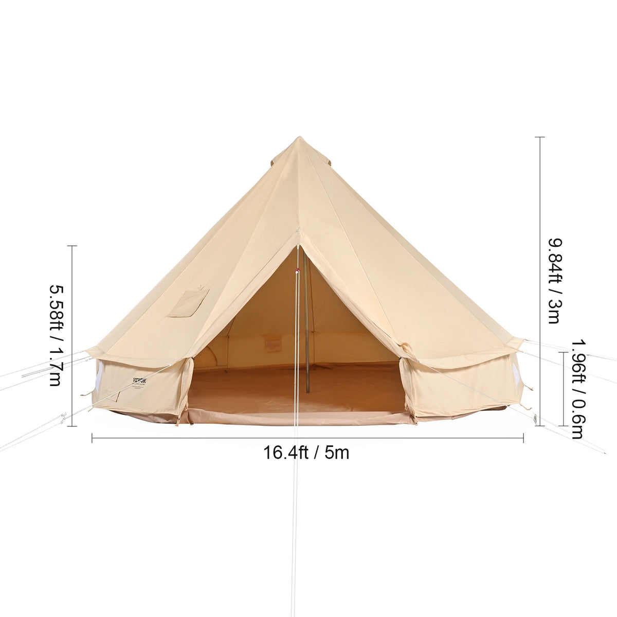 SucceBuy Breathable Canvas Bell Tent For Camping
