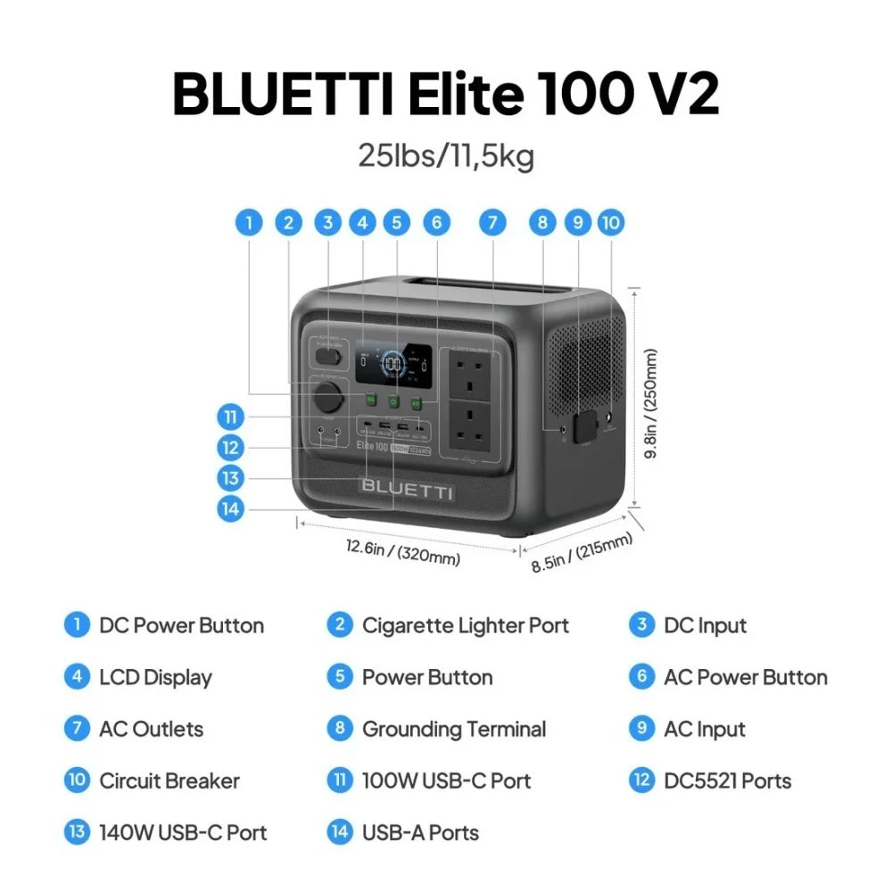 Bluetti Elite 100 V2 Portable Power Station 1800W