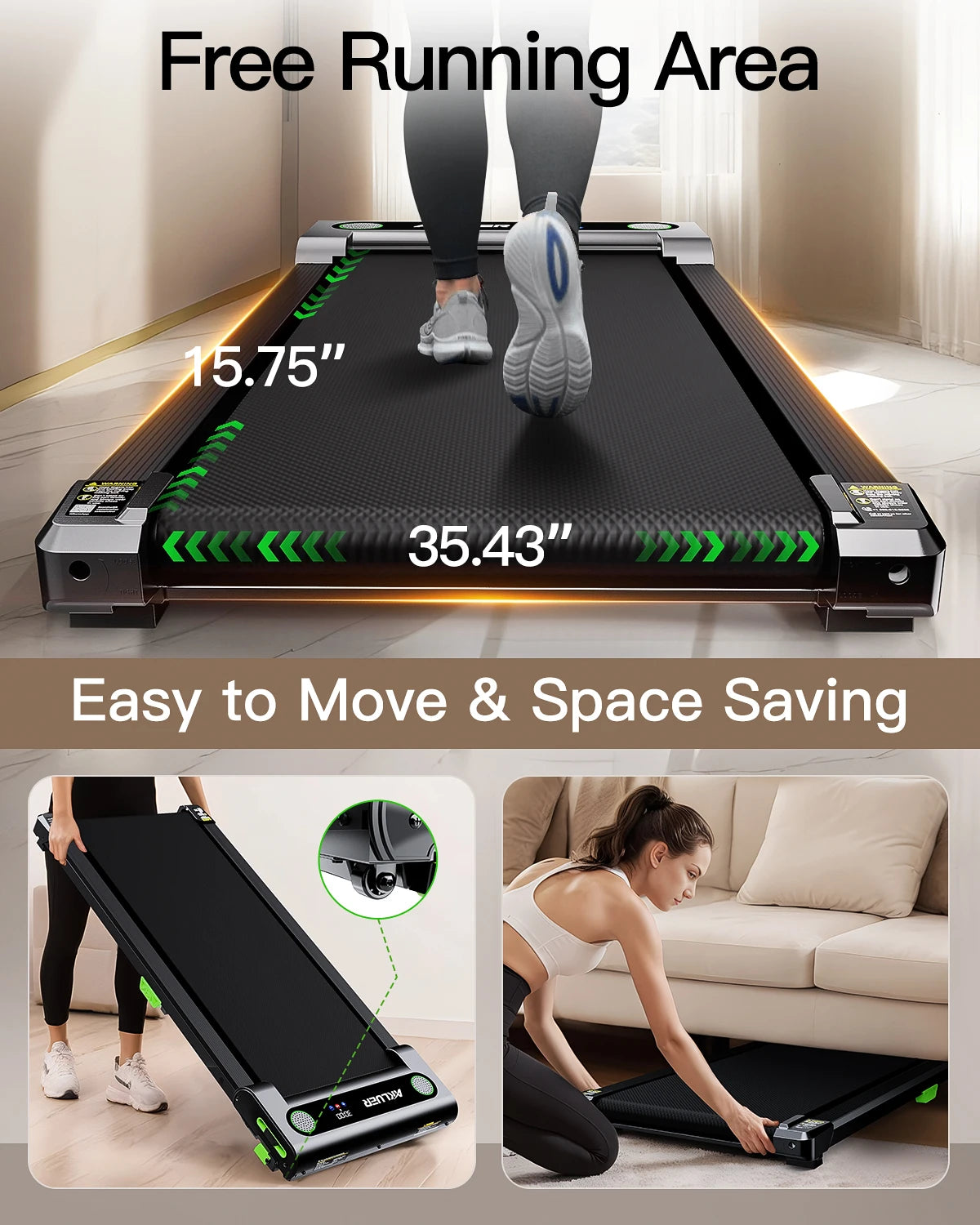 AKLUER Compact Under Desk Walking Pad Treadmill