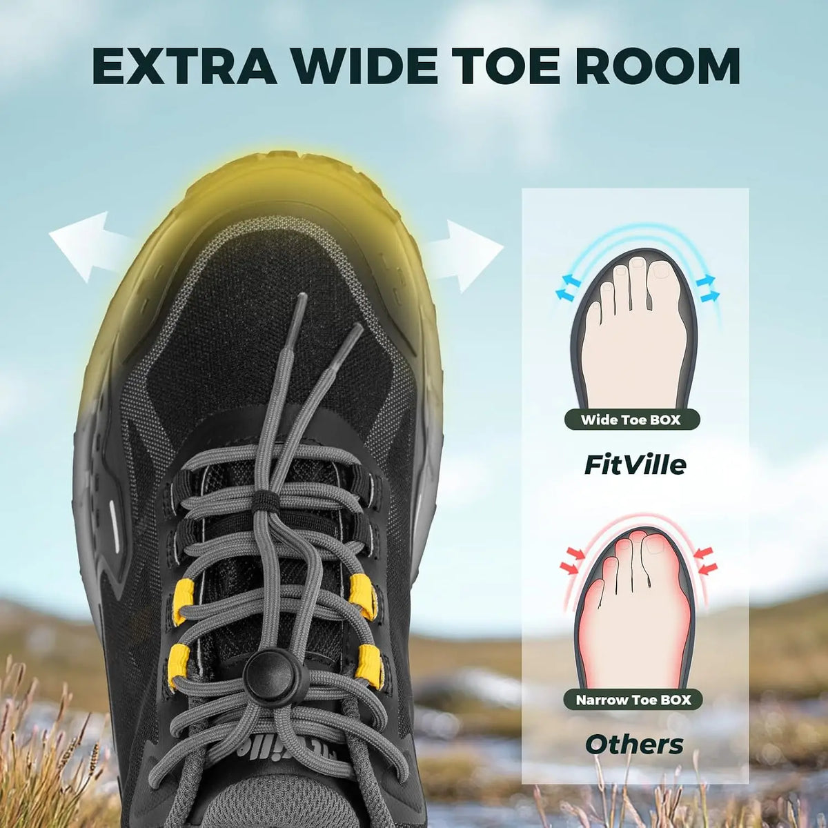 FitVille Waterproof Wide Hiking Shoes