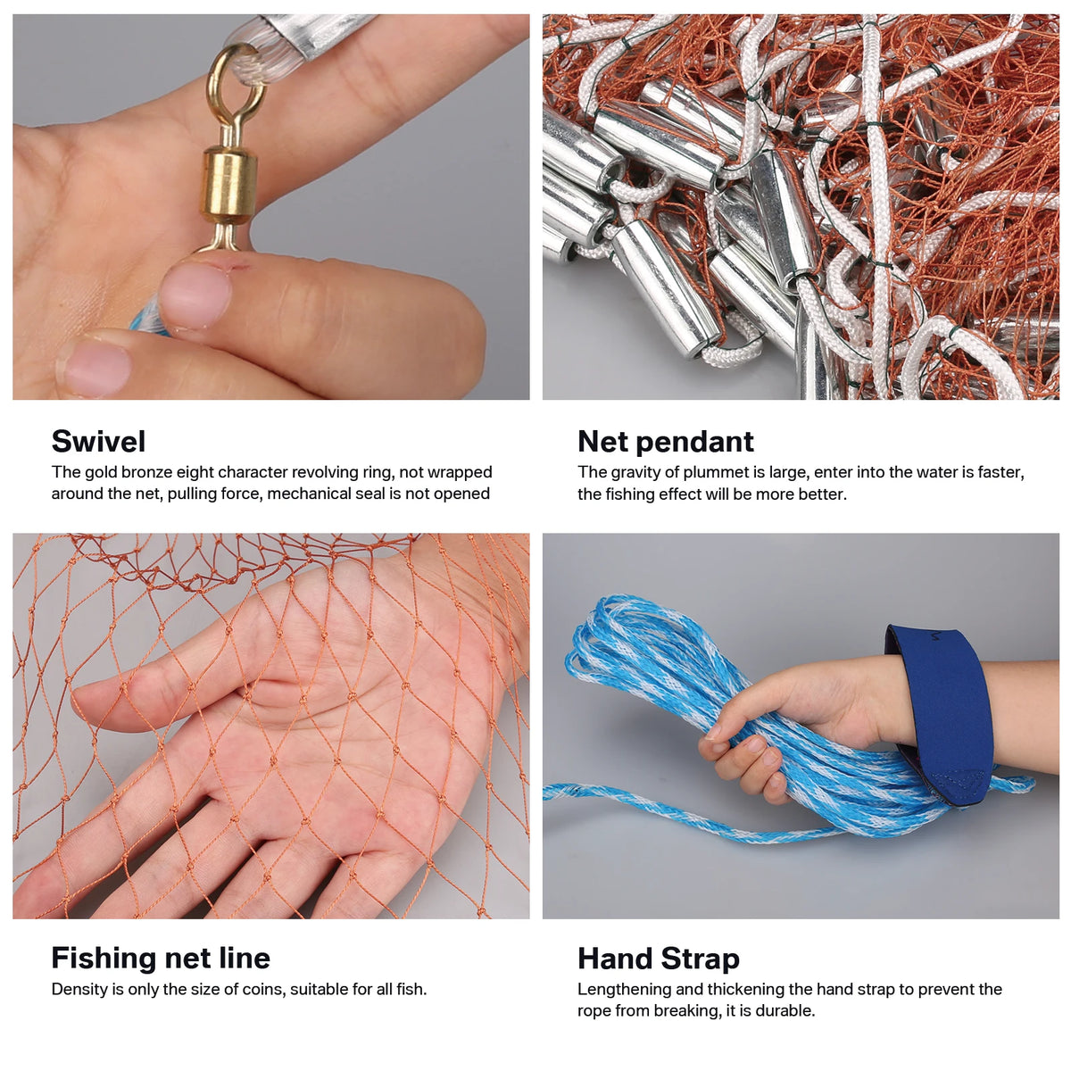 Easy Throw Hand Cast Fishing Net With Nylon Line