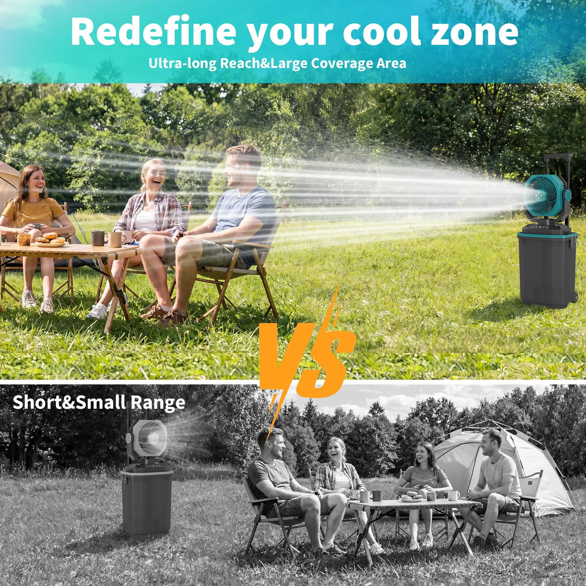 HiMiss Portable Rechargeable Misting Bucket Fan With Remote