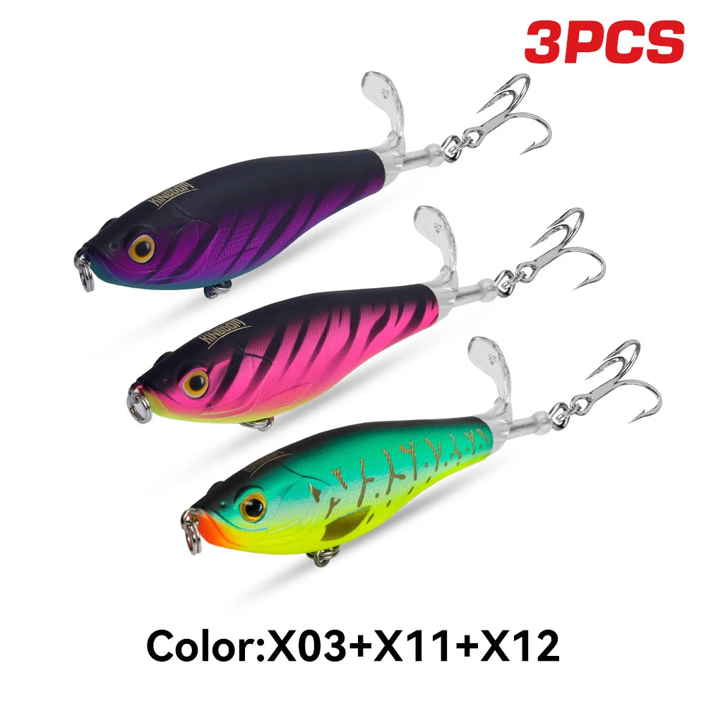 Kingdom 3Pcs Floating Fishing Lures With Rotating Tail