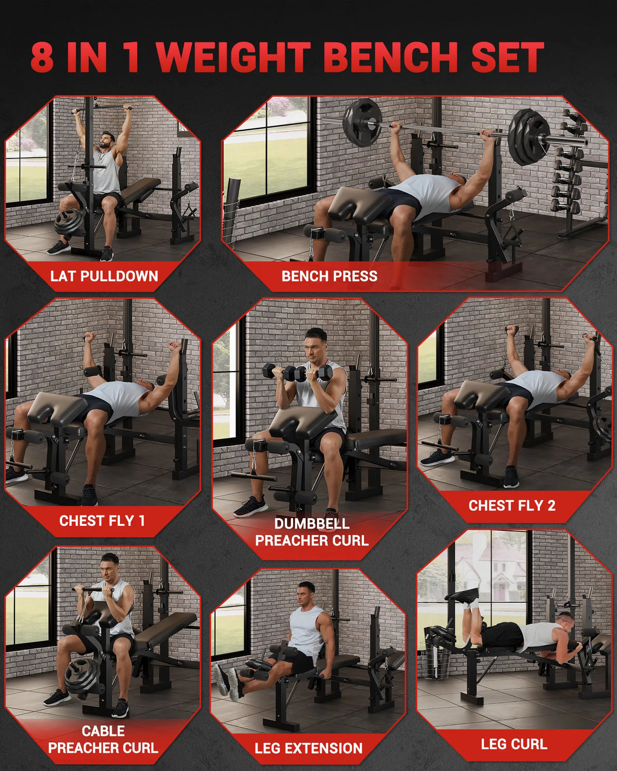 HIMISS Adjustable 4in1 Weight Bench