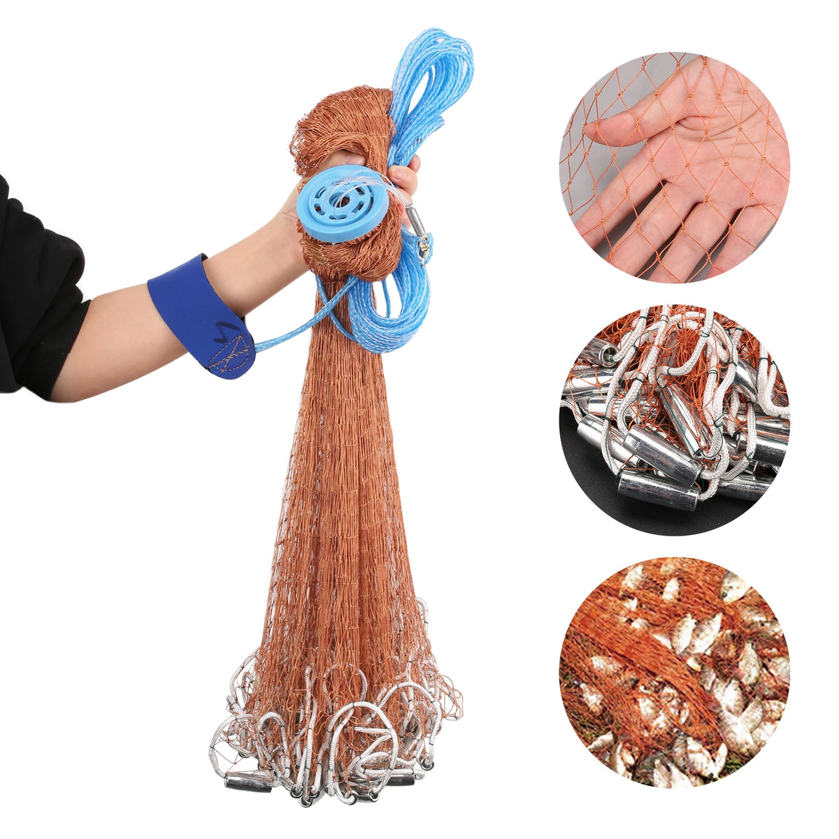 Easy Throw Hand Cast Fishing Net With Nylon Line