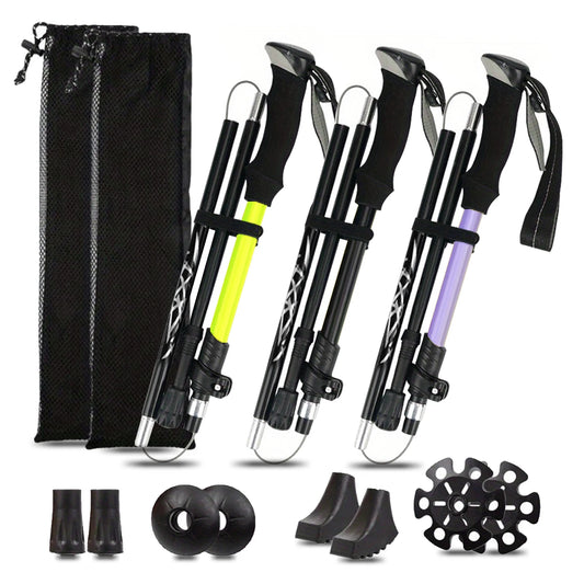 Ultralight Aluminum 5 Section Folding Trekking Pole Hiking
