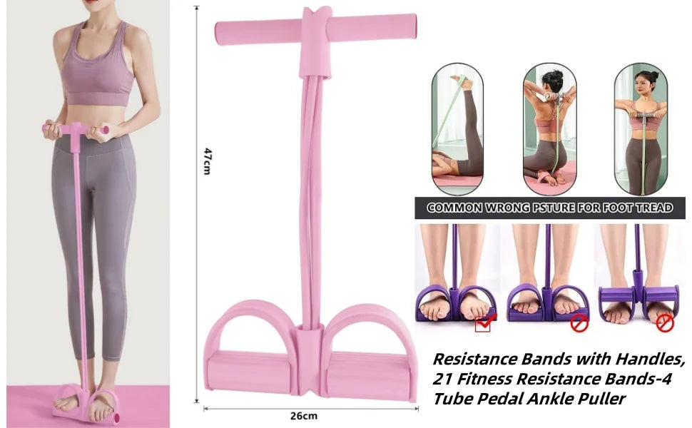 Natural Rubber Pedal Resistance Bands With Handles