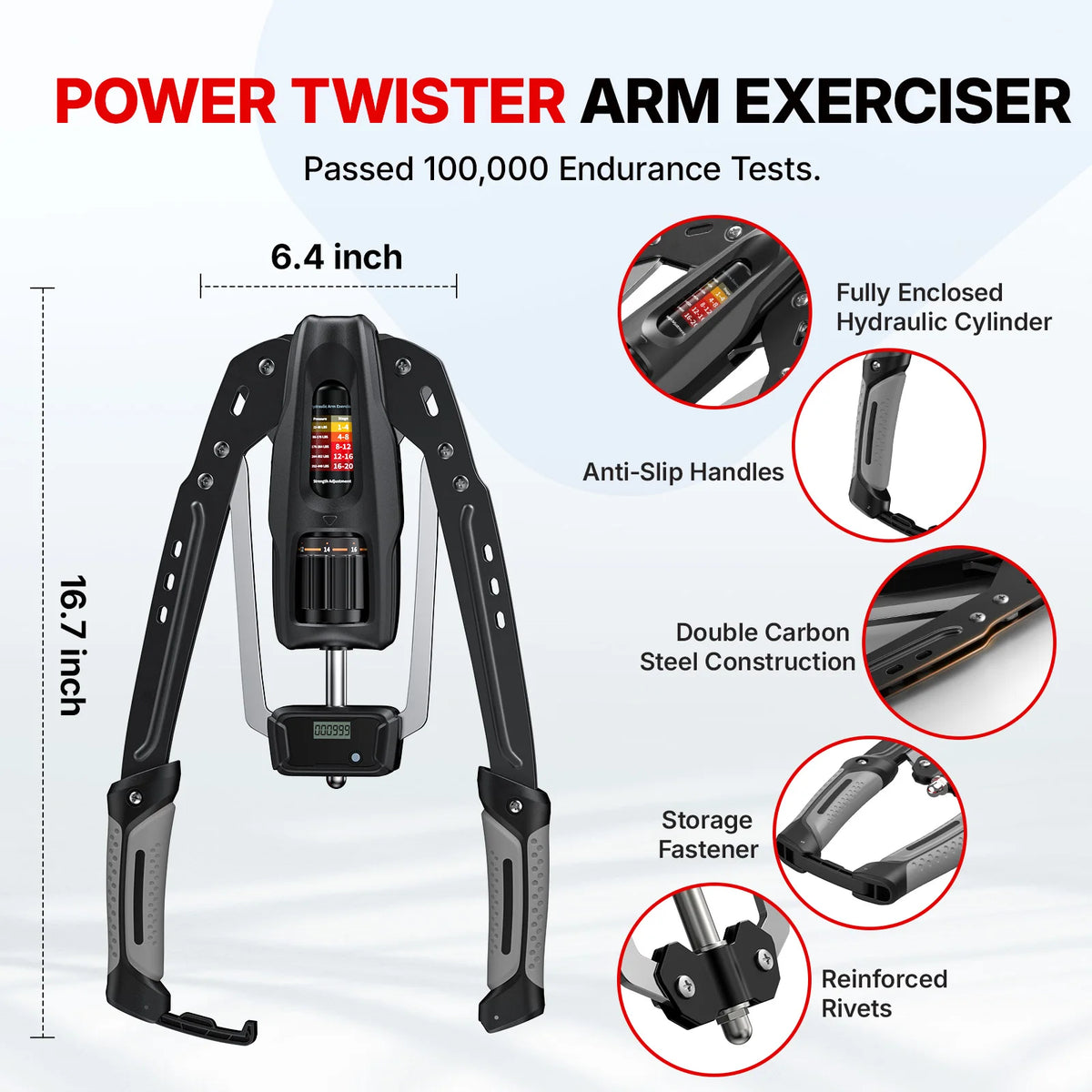 MERACH Adjustable Hydraulic Arm Trainer With Rep Counter