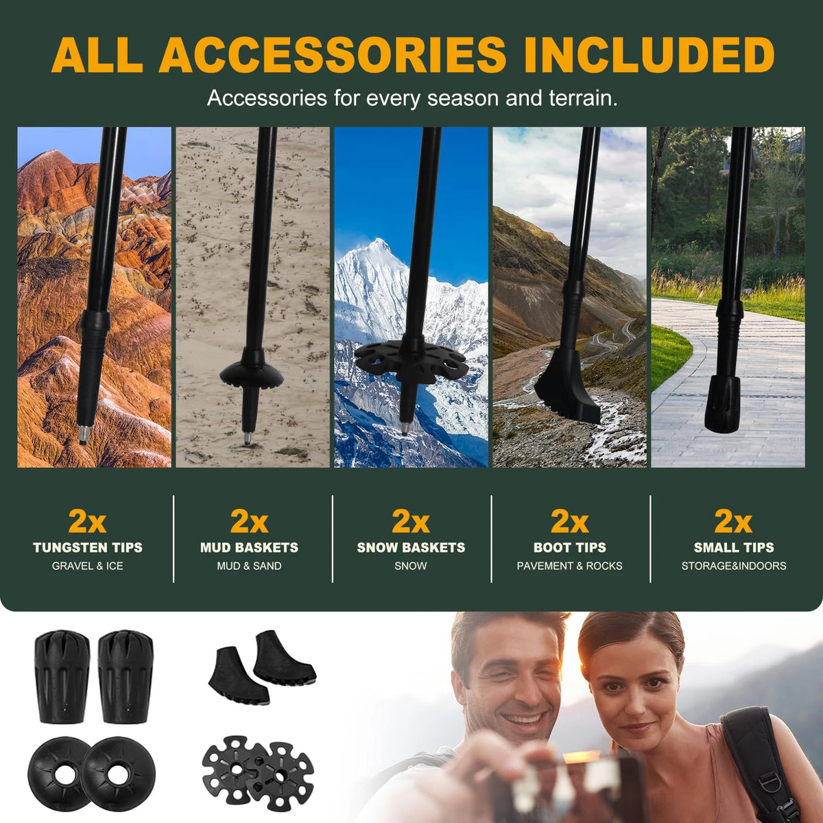 Ultralight Aluminum 5 Section Folding Trekking Pole Hiking