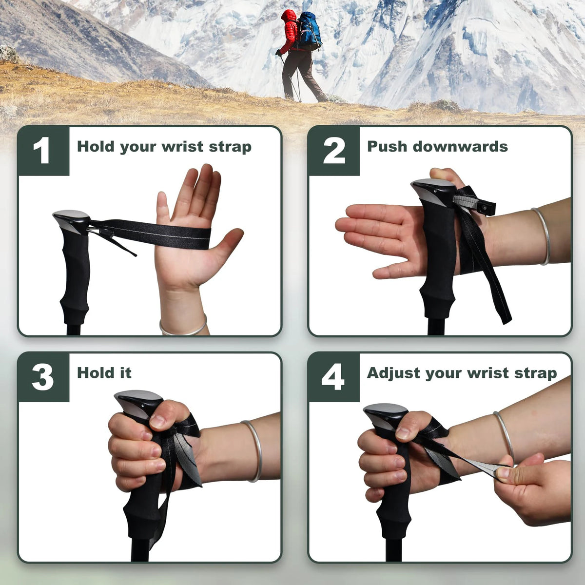 Ultralight Aluminum 5 Section Folding Trekking Pole Hiking