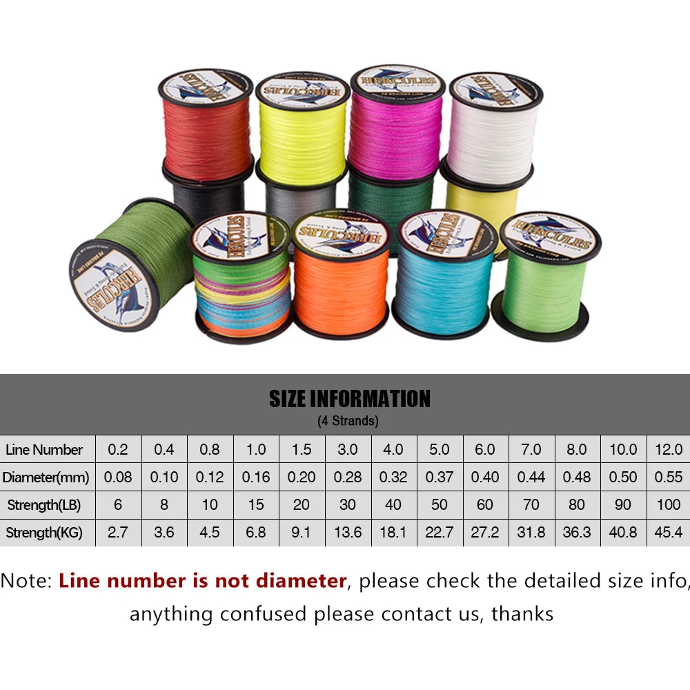 Hercules Multicolor Braided Polyester Fishing Line