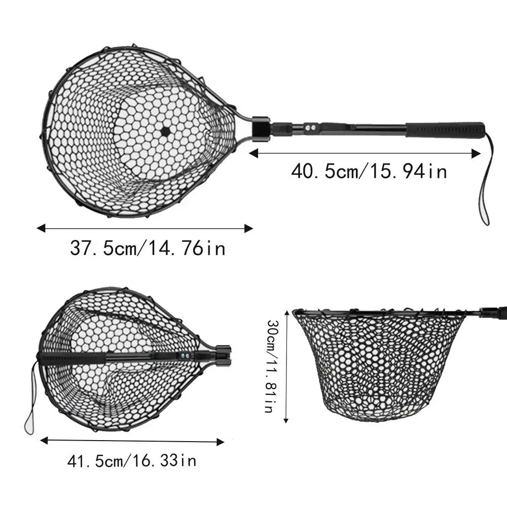 Folding Aluminum Fishing Net With Silicone Mesh And Handle
