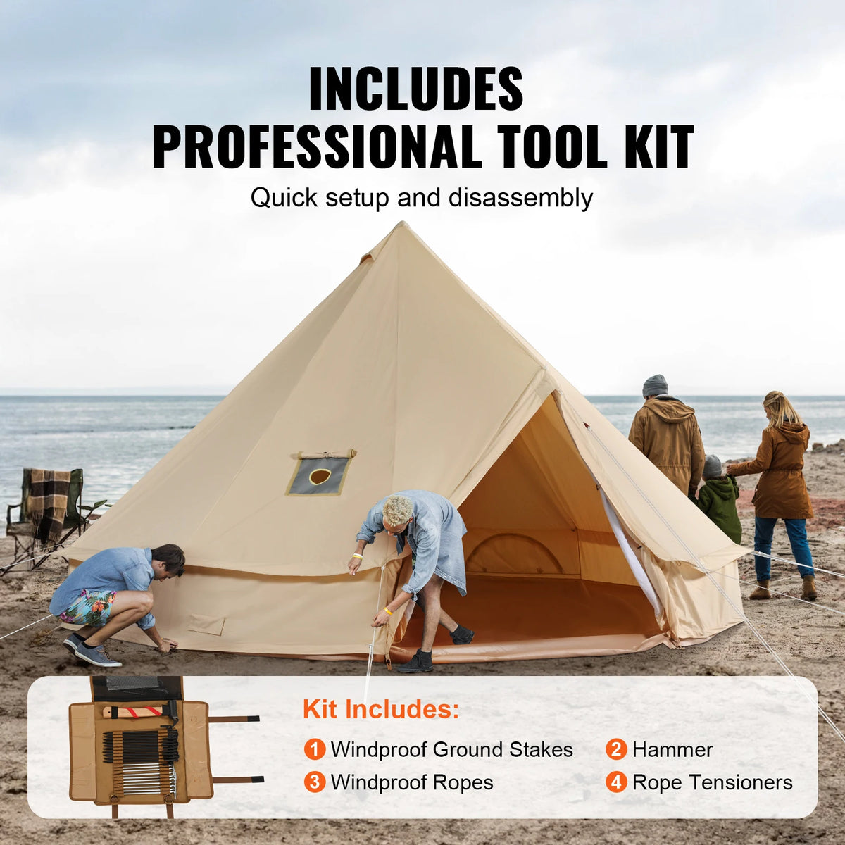 SucceBuy Breathable Canvas Bell Tent For Camping