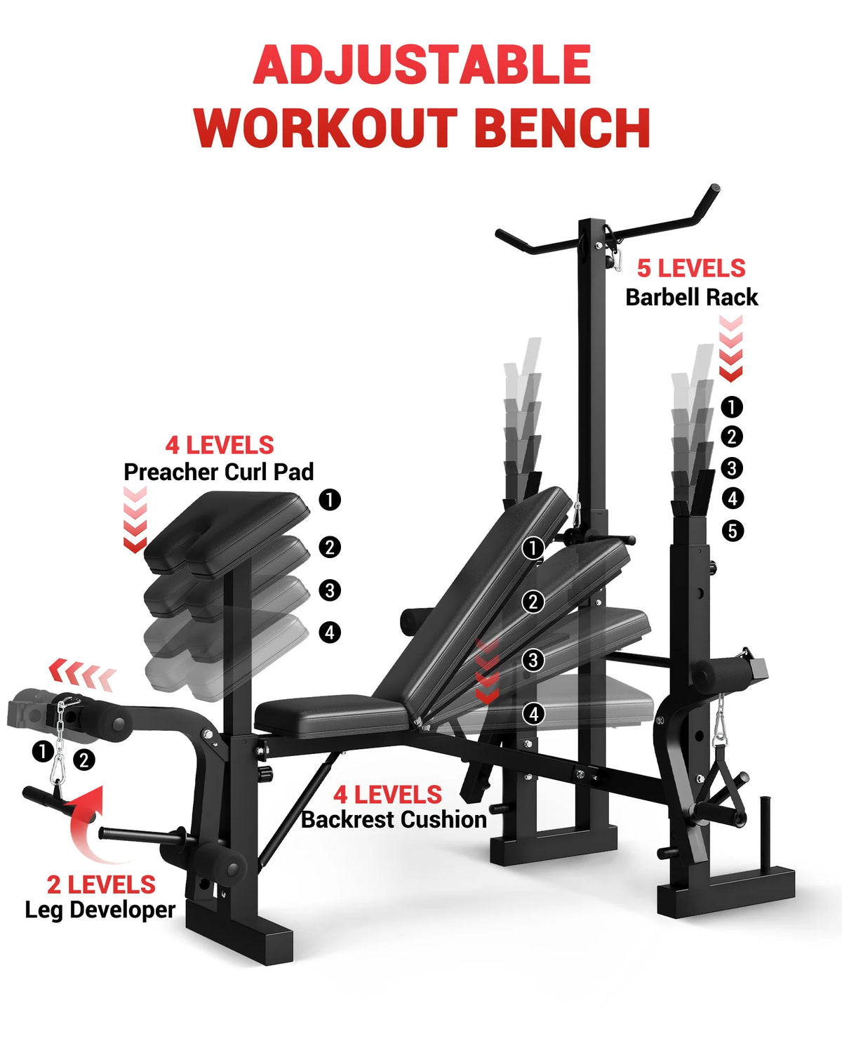 HIMISS Adjustable 4in1 Weight Bench
