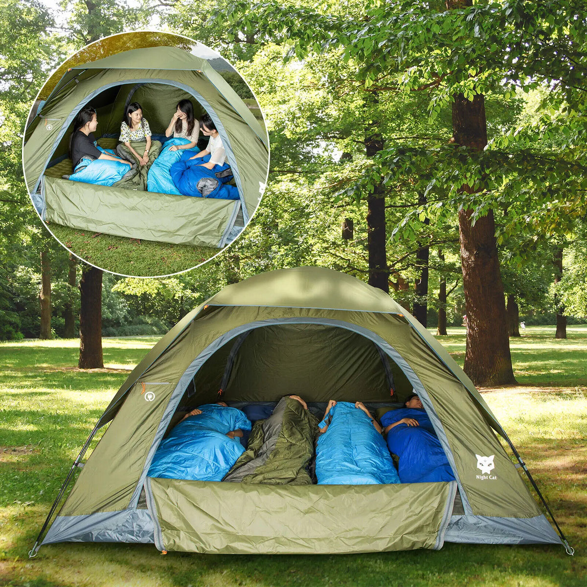 Night Cat Waterproof Double Layer Camping Tent