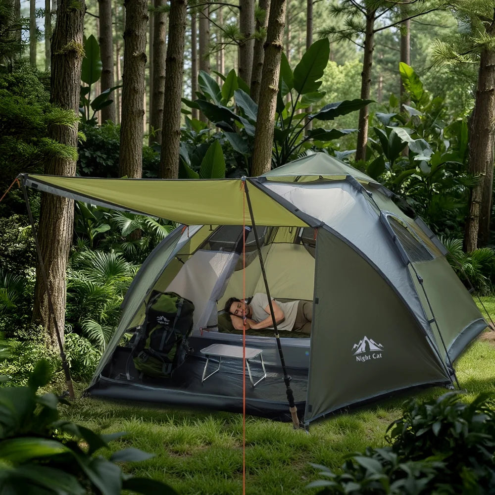Night Cat Double Layer Automatic Waterproof Camping Tent