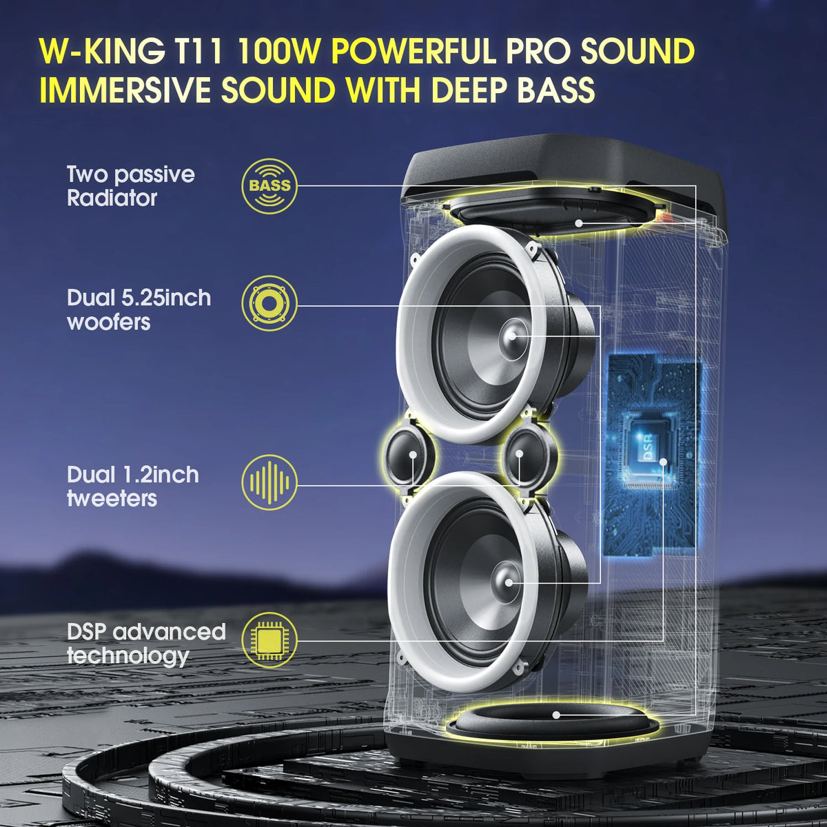 W-King T11 100W Bluetooth Speaker Waterproof