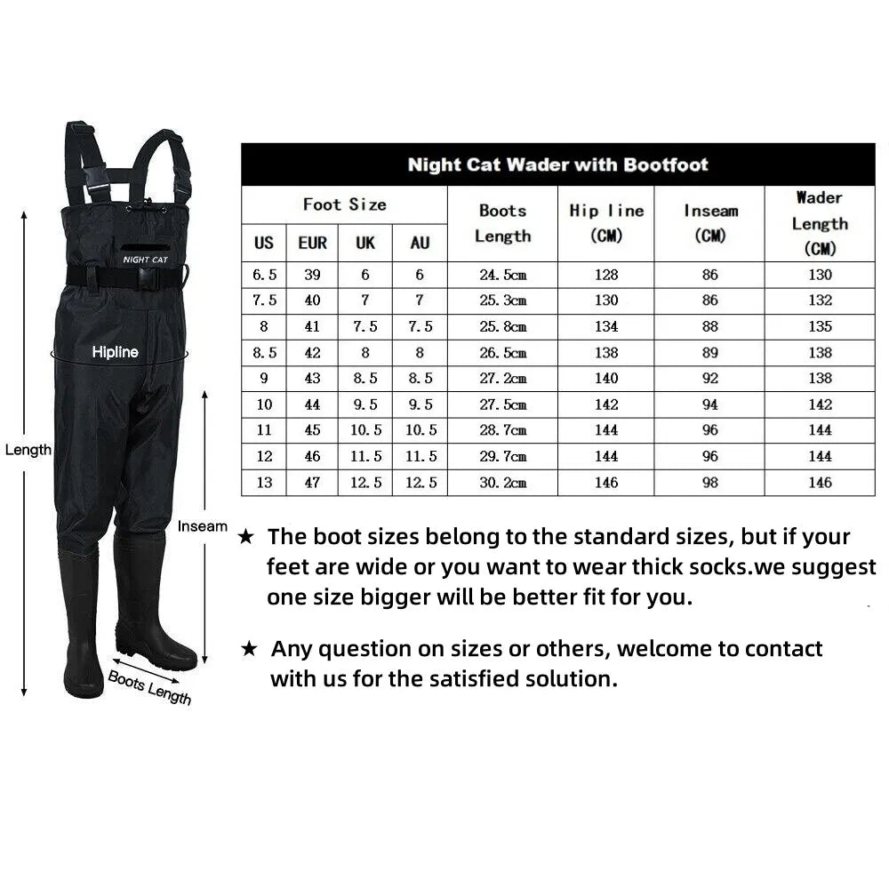 Heavy Duty Waterproof Chest Waders With Boots For Fishing
