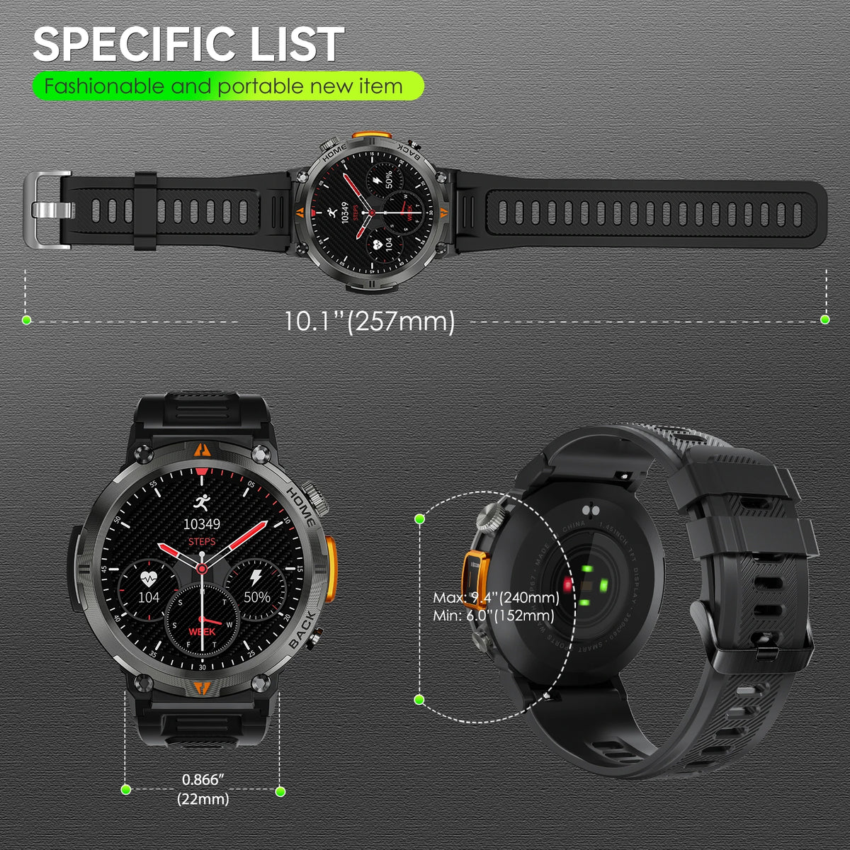 EIGIIS KE3 Bluetooth Smartwatch With Heart Rate Monitor