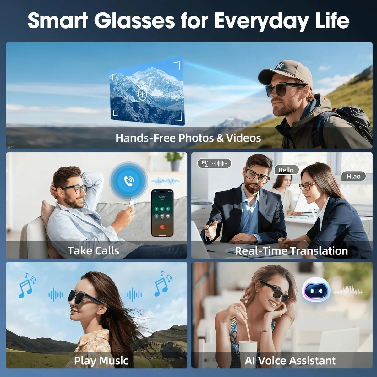 Smart Video Recording Glasses With Bluetooth Calling