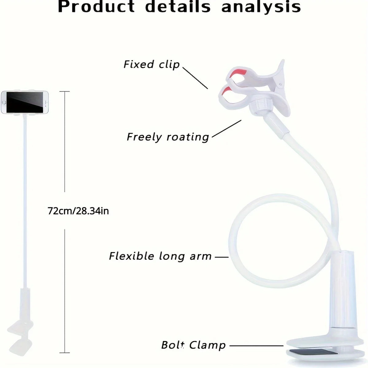 Stainless Steel Flexible Gooseneck Bedside Phone Mount