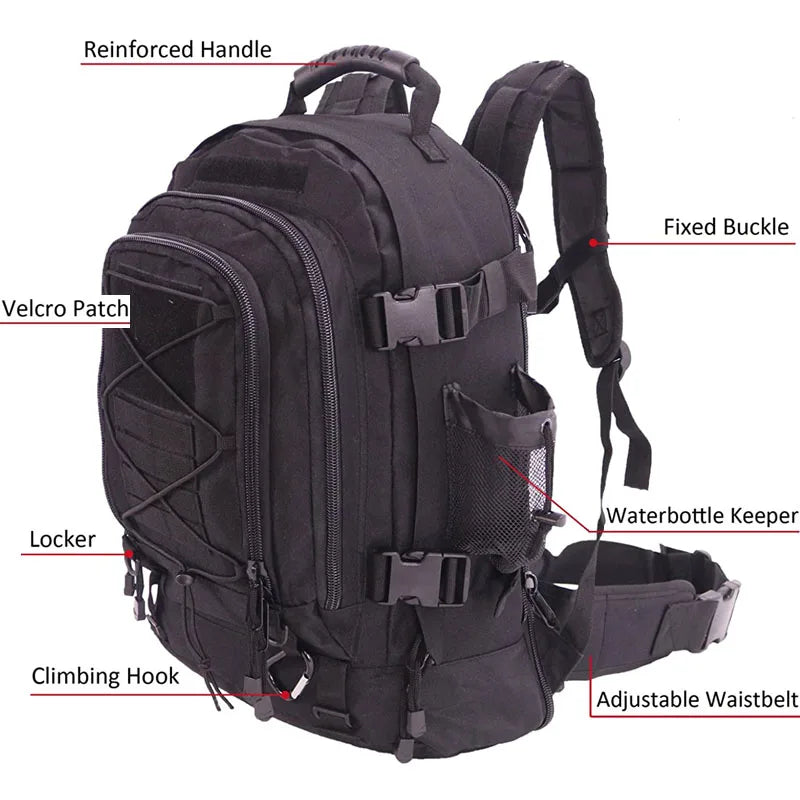 LQARMY 60L Military Tactical Backpack For Hiking