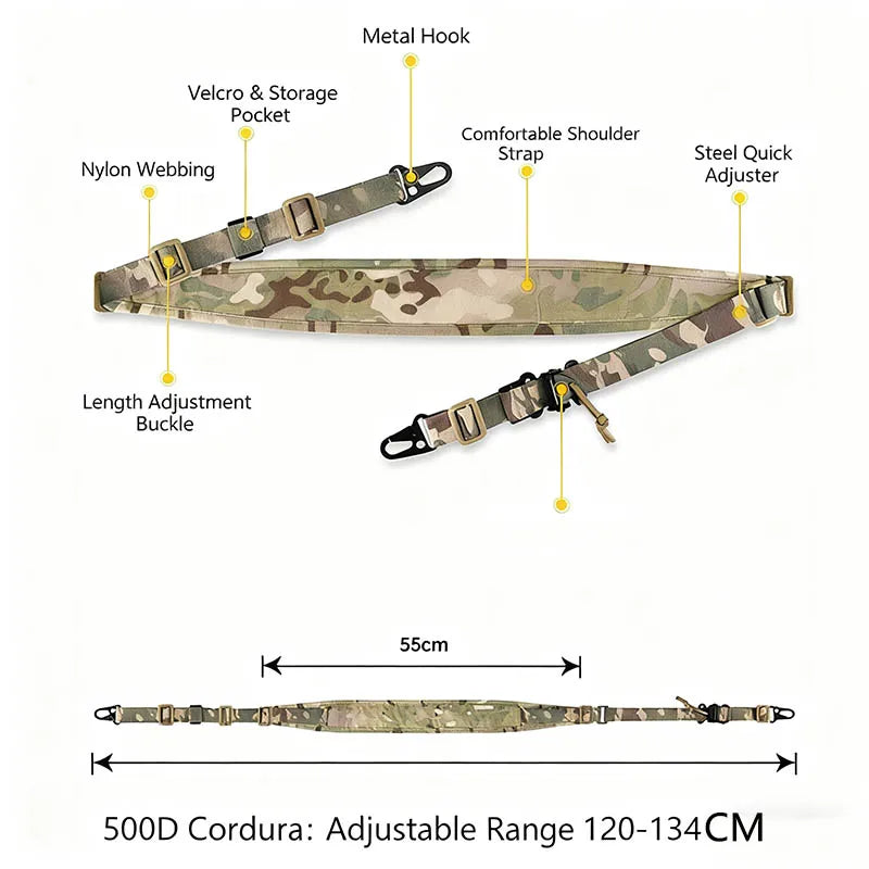 Adjustable Tactical Nylon Two Point Sling Strap