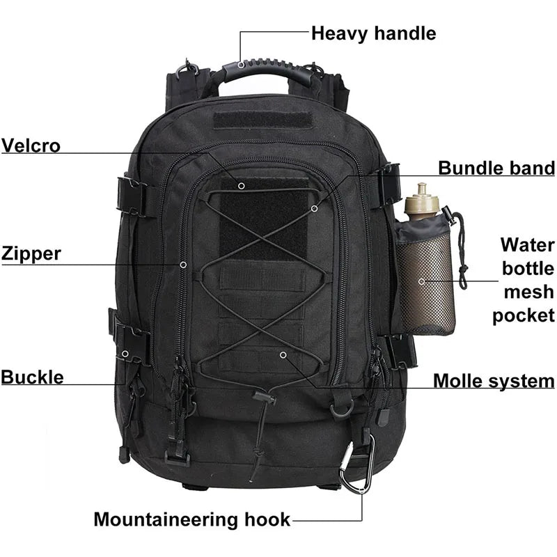 LQARMY 60L Military Tactical Backpack For Hiking