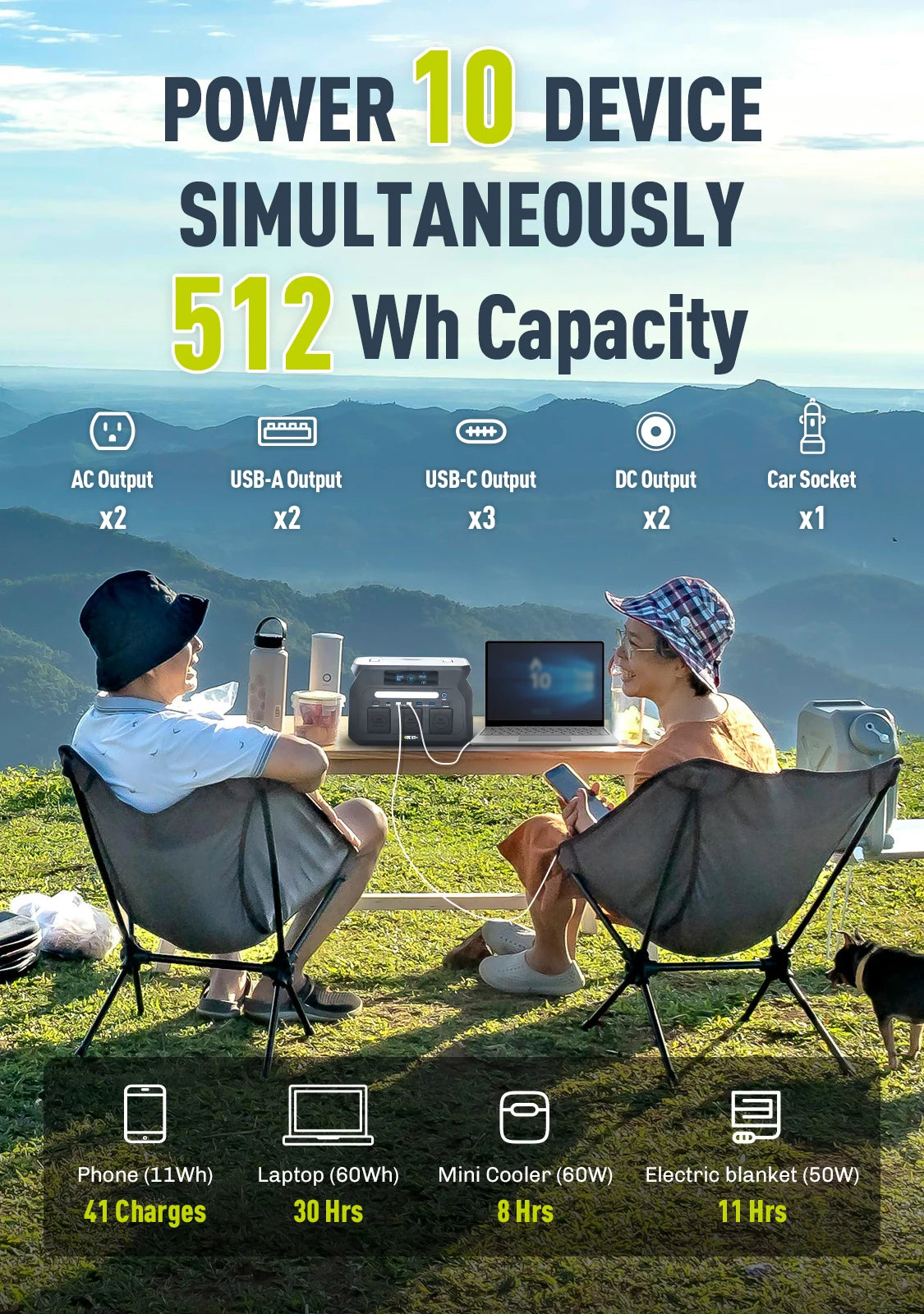 IEE Portable Power Station 512Wh 800W Generator