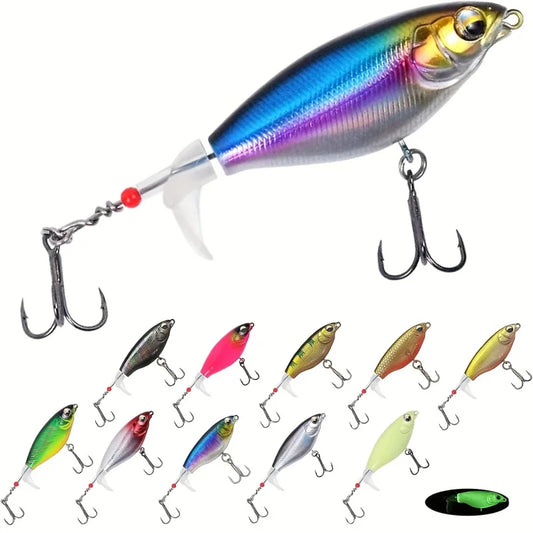6 Piece Topwater Swim and Spiral Tail Lure Bass Trout
