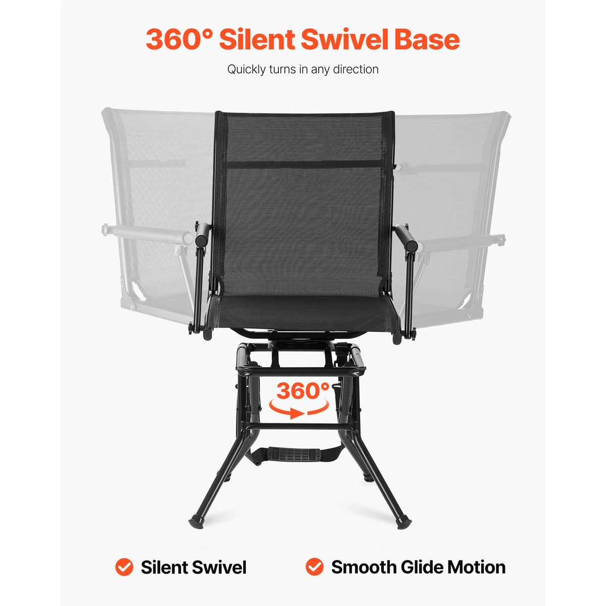 Foldable Swivel Hunting Chair With Armrest And Carry Strap