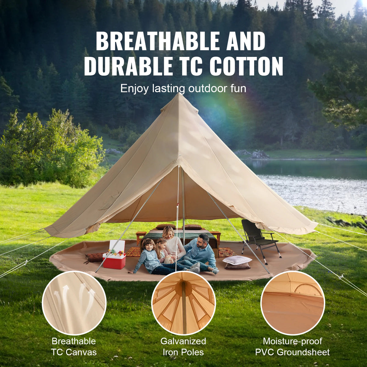 SucceBuy Breathable Canvas Bell Tent For Camping