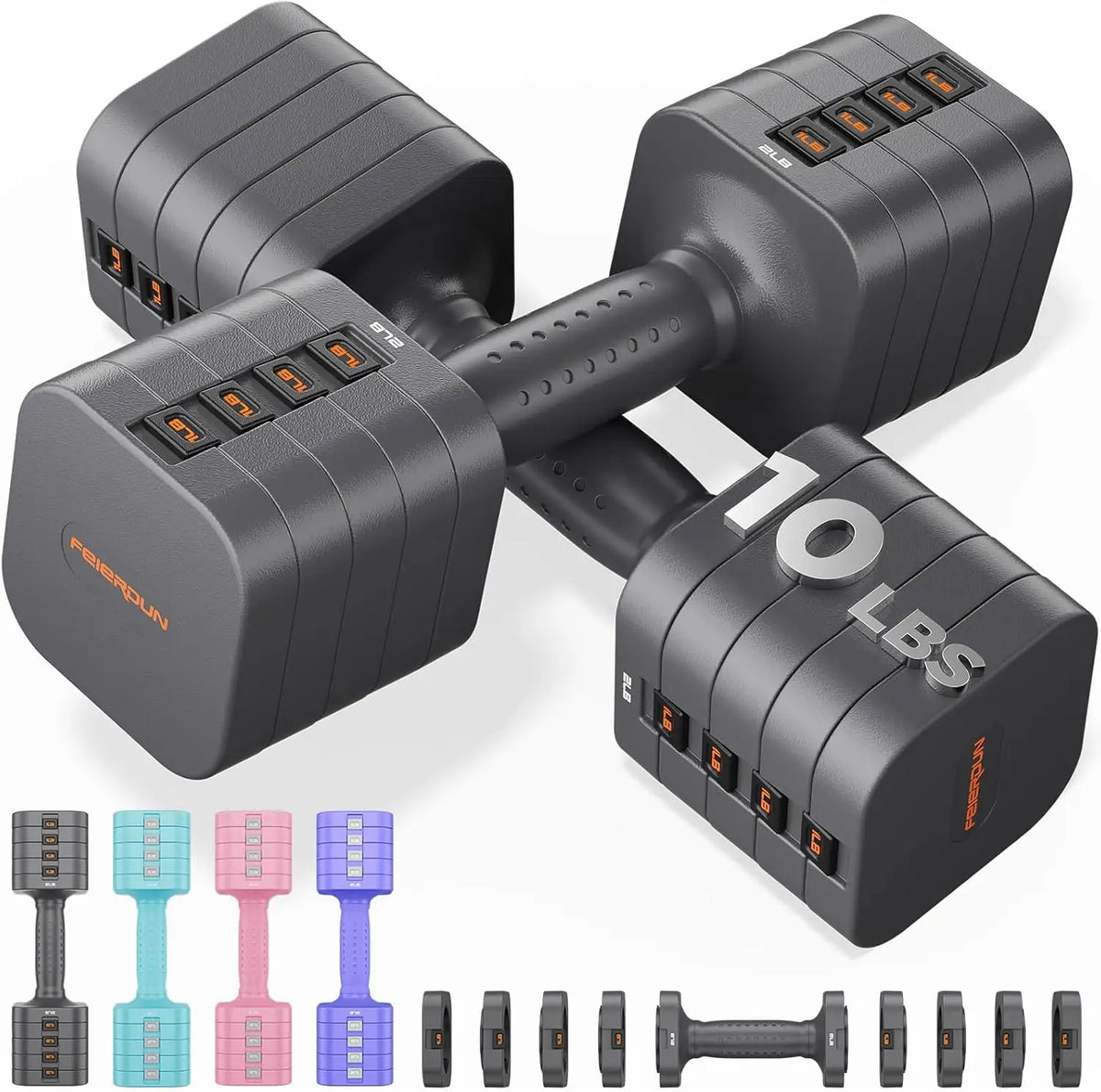 Fed Fitness Adjustable Dumbbells Set For Strength Training