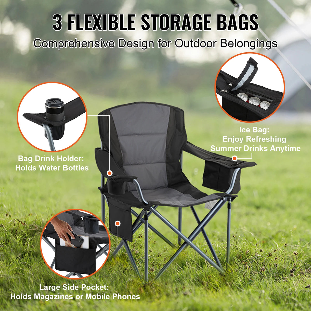 VEVOR Padded Folding Camping Chair With Armrests