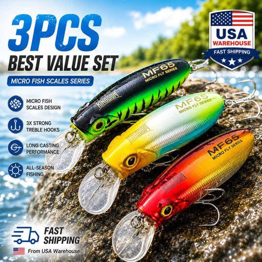 Kingdom 3Pcs Micro Swimming Minnow Artificial Fishing Lure
