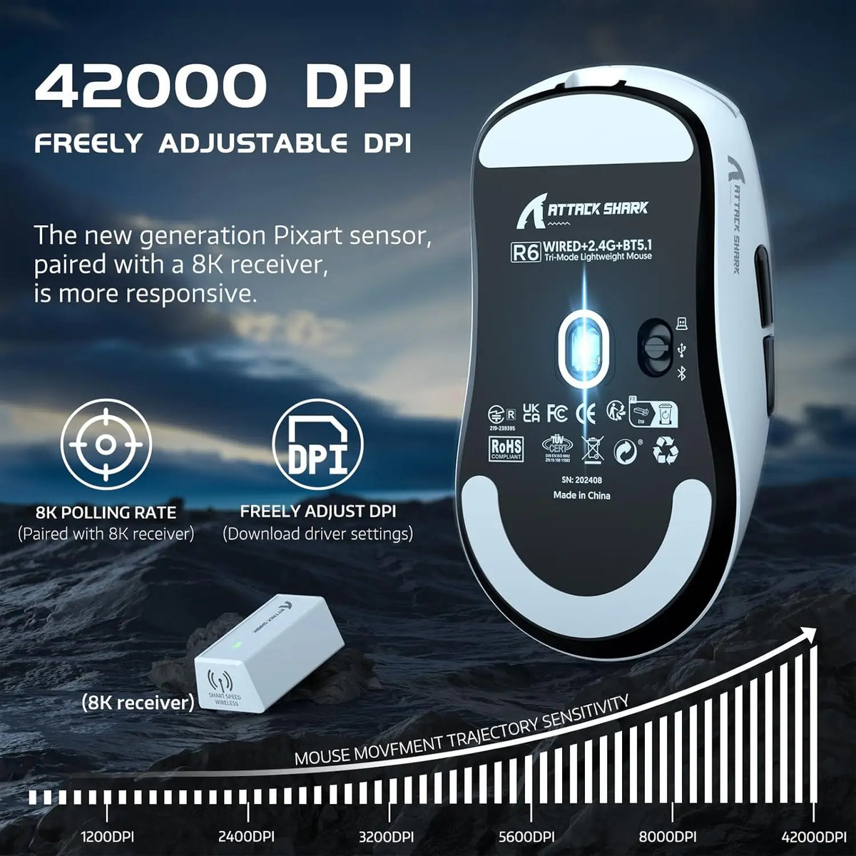 Attack Shark R6 Wireless Gaming Mouse