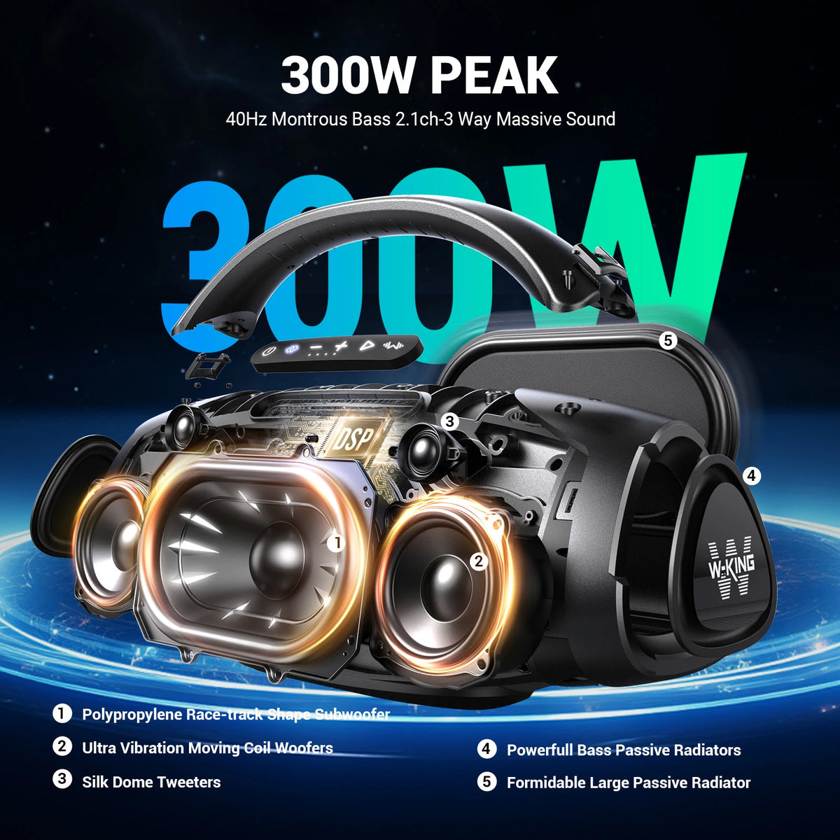 W-King D20 Portable Bluetooth Speaker