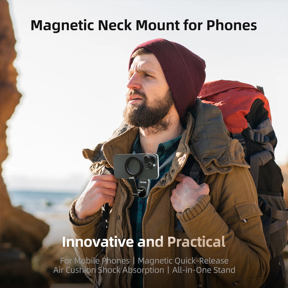 Telesin Silicone Magnetic Neck Mount Phone Stand