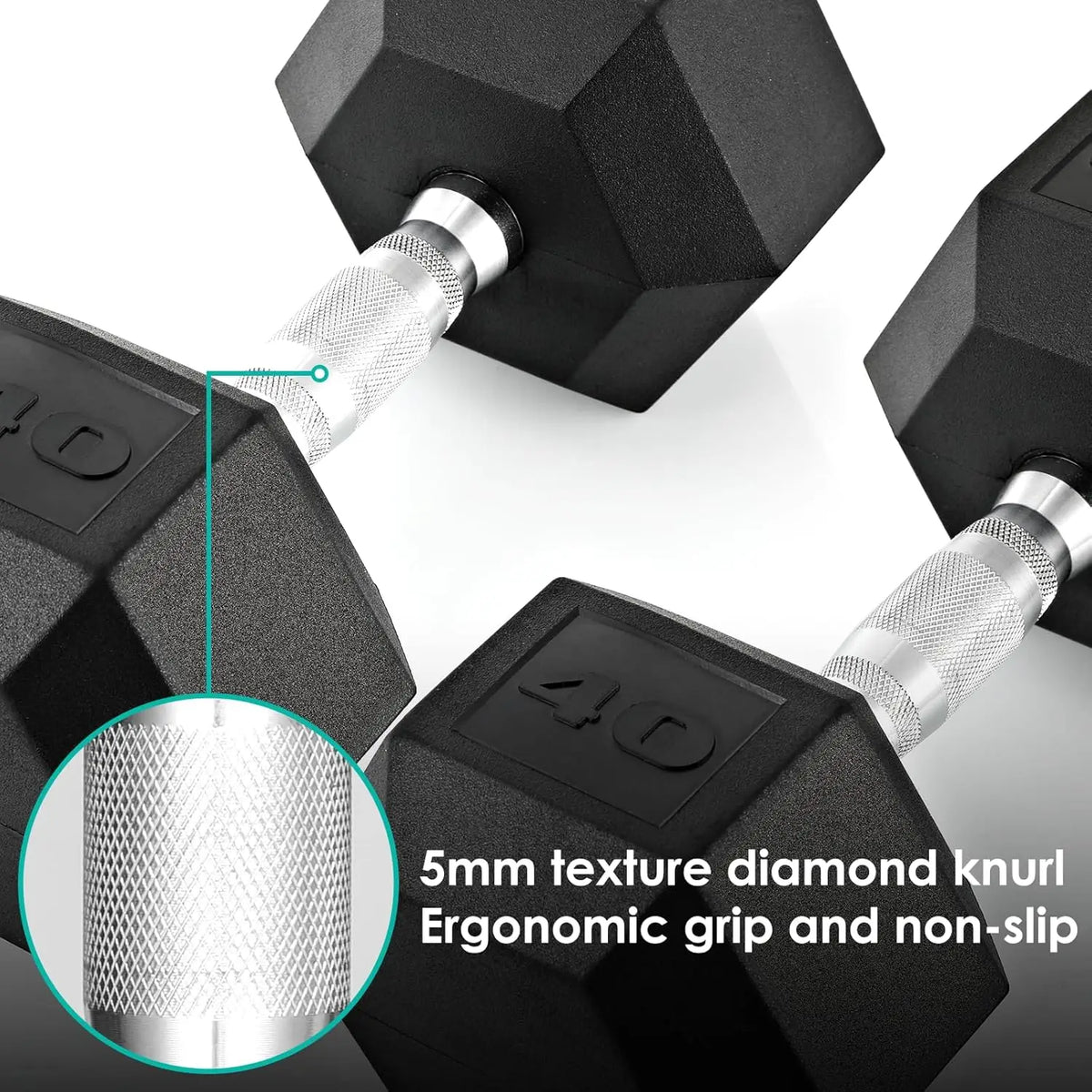 Rubber Hex Dumbbell Hand Weight Set Cast Iron