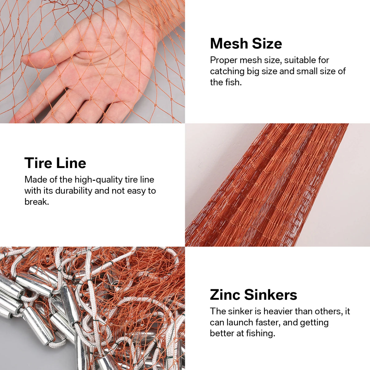 Easy Throw Hand Cast Fishing Net With Nylon Line