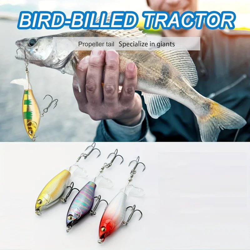 6 Piece Topwater Swim and Spiral Tail Lure Bass Trout