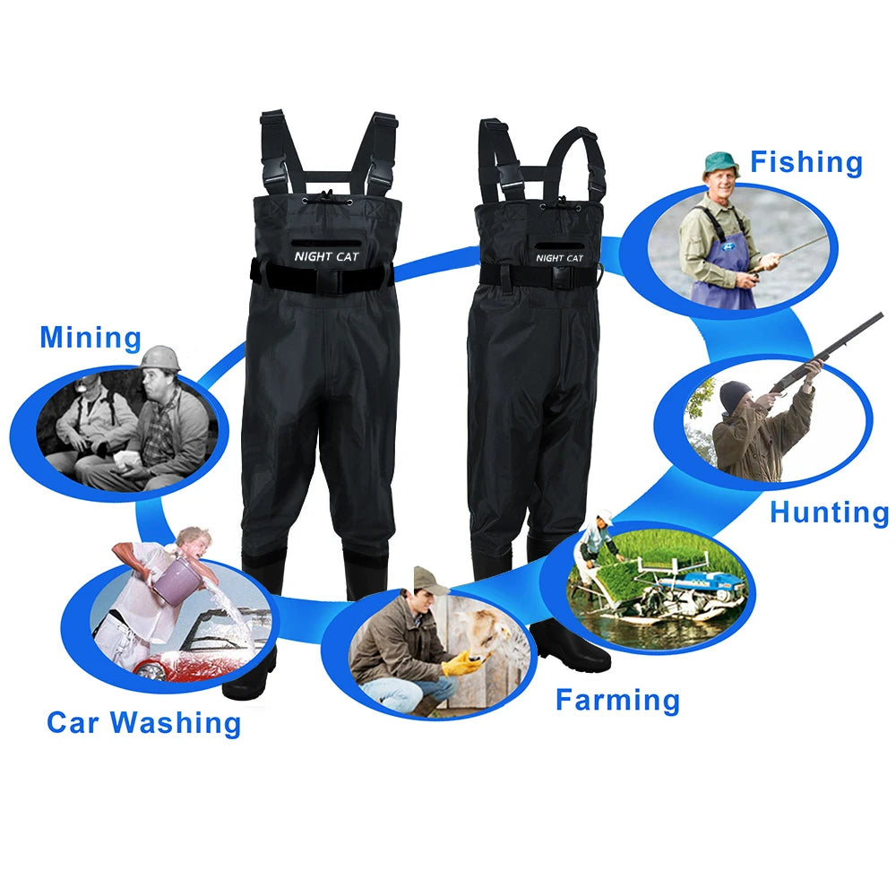 Heavy Duty Waterproof Chest Waders With Boots For Fishing