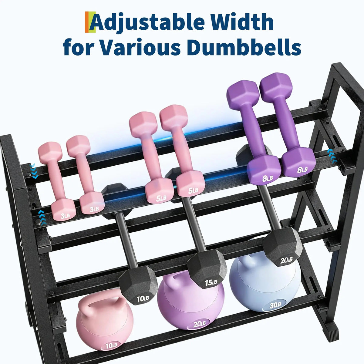 HiMISS 3-Tier Trapezoidal Dumbbell Rack With Steel Base
