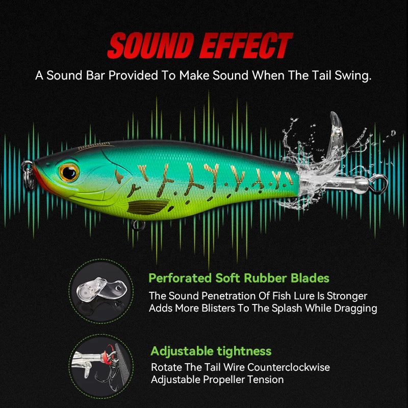 Kingdom 3Pcs Floating Fishing Lures With Rotating Tail