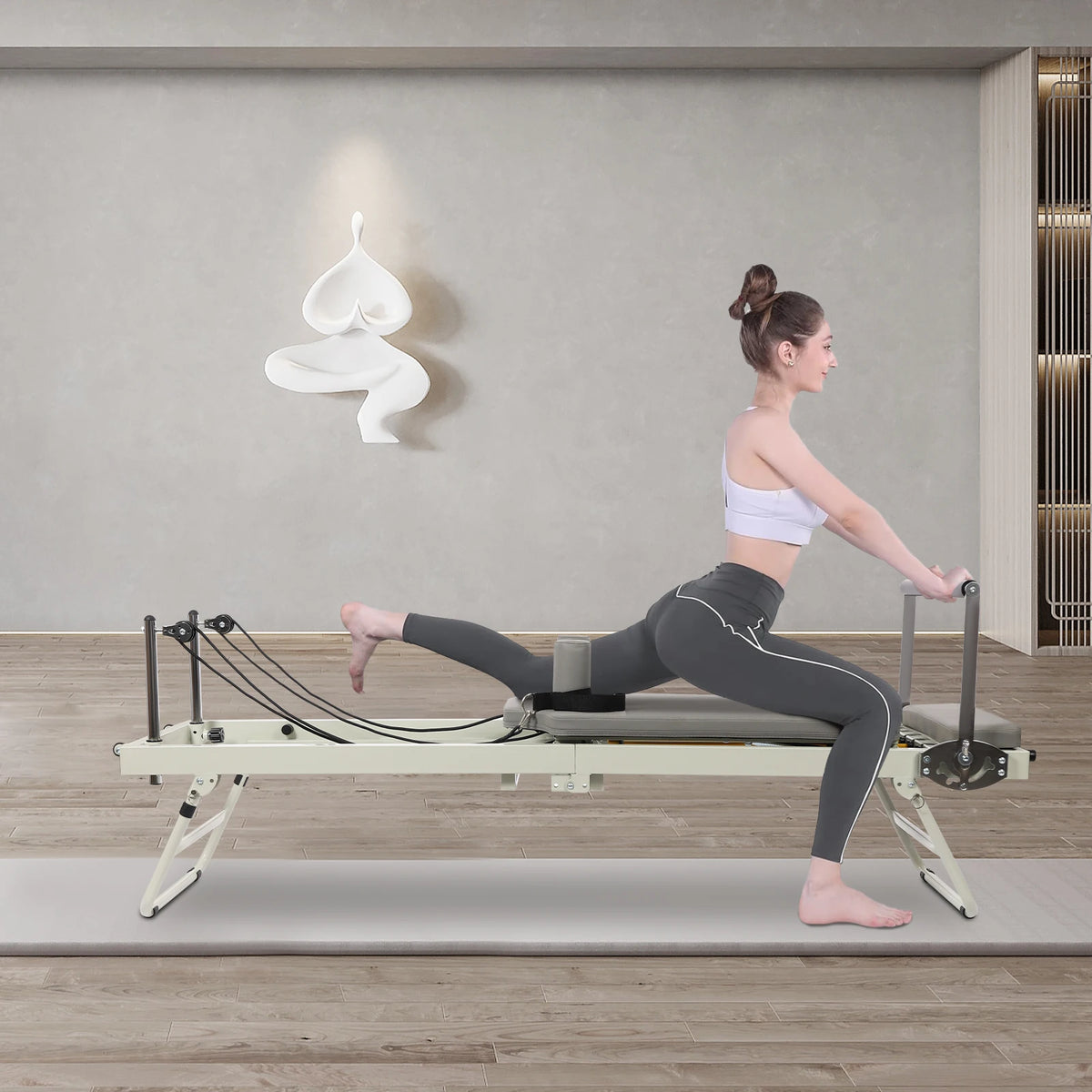 Foldable Pilates Reformer With Steel Frame