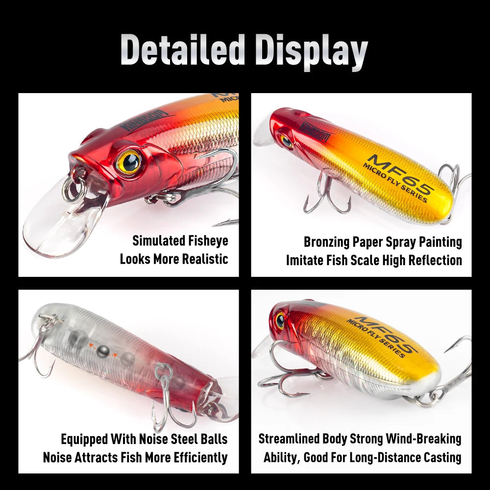 Kingdom 3Pcs Micro Swimming Minnow Artificial Fishing Lure
