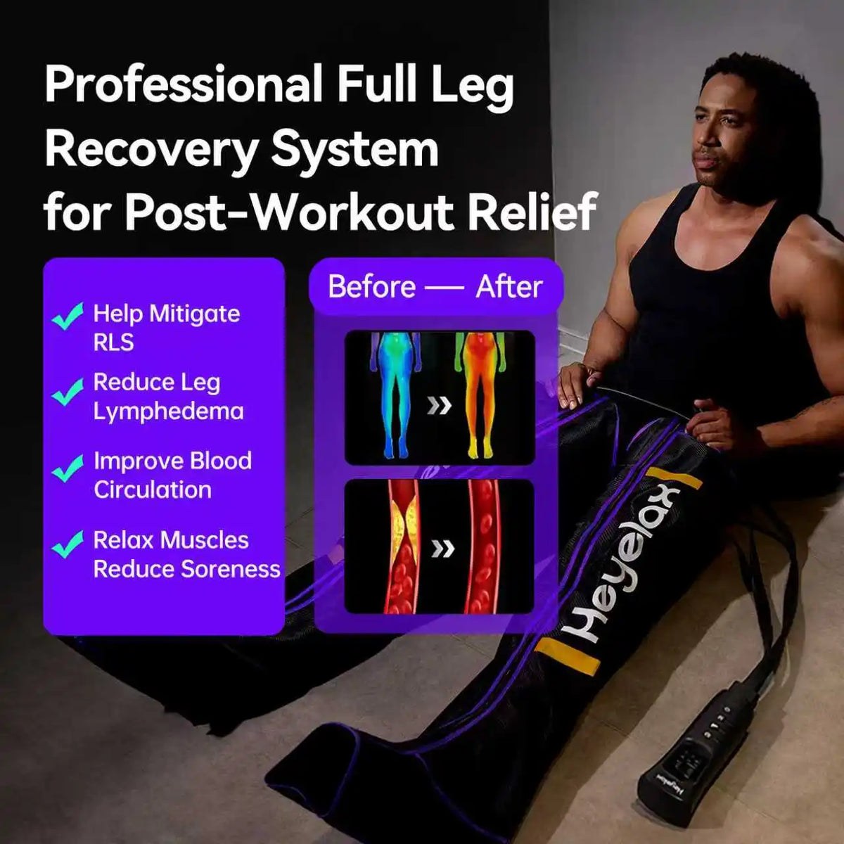Heyelax 6 Mode Full Leg Air Compression Massager