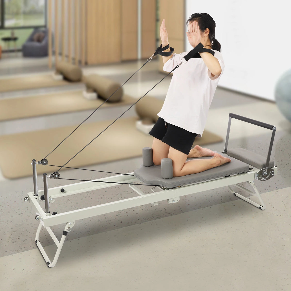 Foldable Pilates Reformer With Steel Frame