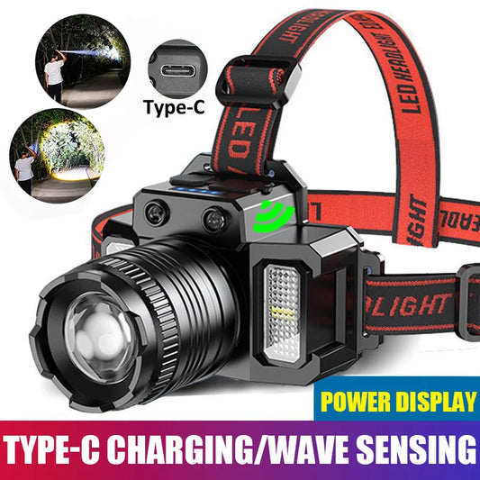 Rechargeable LED Sensor Headlamp for Camping Searchlight